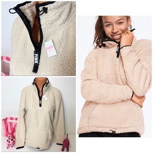 PINK VS SHERPA QUARTER ZIP PULLOVER